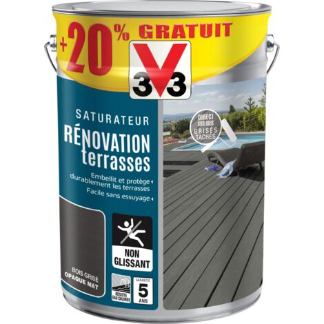 Saturateur Rénovation terrasses V33 Bois Grisé 5L + 20%