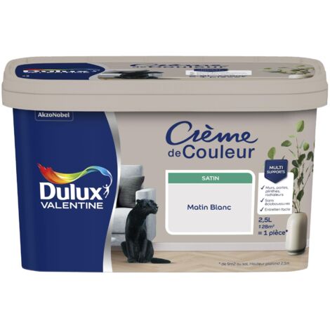 Peinture Crème De Couleur Satin Matin Blanc 2,5 L - Dulux Valentine (1/5)
