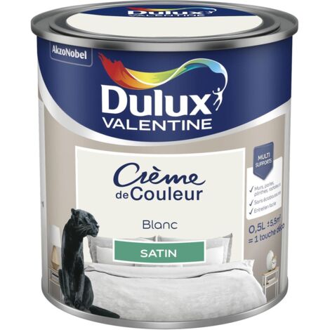 Peinture Crème De Couleur Satin Blanc 0,5 L - Dulux Valentine