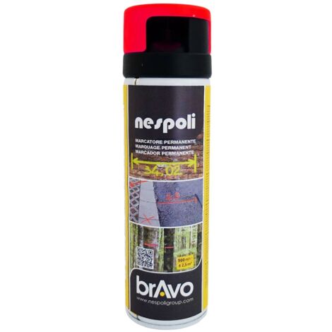 Peinture Aérosol Marquage Permanent NESPOLI - Rouge Fluo (182111) 0,5 L (1/2)