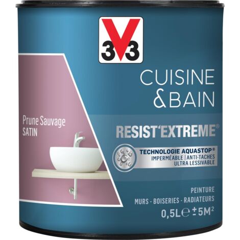 Peinture multi-supports monocouche Cuisine & Bain Resist'Extrême® V33 Prune Sauvage satin 0,5L