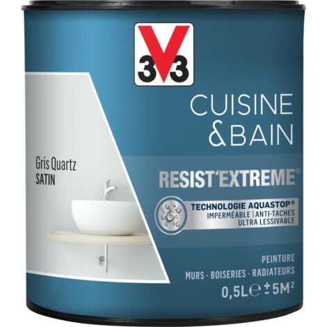 Peinture multi-supports monocouche Cuisine & Bain Resist'Extrême® V33 Gris Quartz satin 0,5L