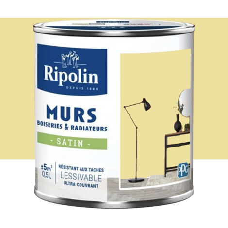 Peinture Murs, Boiseries, Radiateurs RIPOLIN Satin Jaune sinding 0,5 L (1/3)