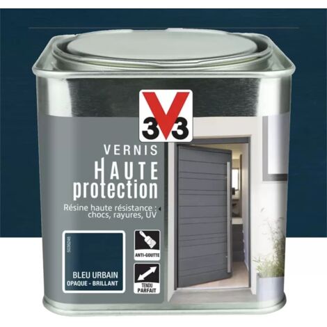 V33 – Vernis extérieur haute protection 0,75 L – Bleu urbain brillant – Résistance chocs, rayures et UV – Finition opaque