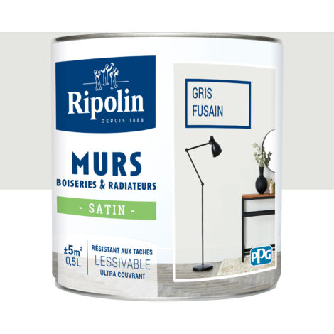 Peinture Murs, Boiseries, Radiateurs RIPOLIN Gris fusain Satin 0,5 L (1/5)