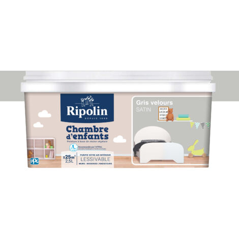 Peinture satinée RIPOLIN Chambre d'enfants Gris Velours 2,5 L