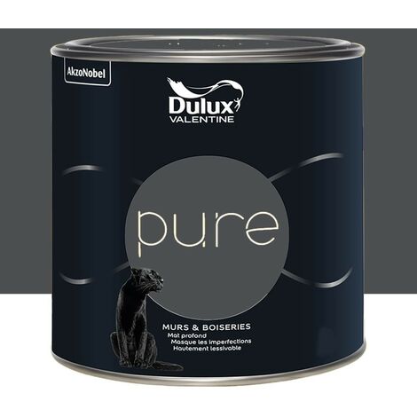 Dulux Valentine – Peinture murale couleur pure asphalte 0,5 L – Finition mate profonde – Résistance aux chocs et haute lessivabilité – Pour murs et boiseries (1/3)