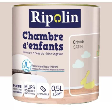 Ripolin – Peinture satinée pour chambre d'enfants – Couleur crème – À base de résine végétale – Diminue le risque d'allergie