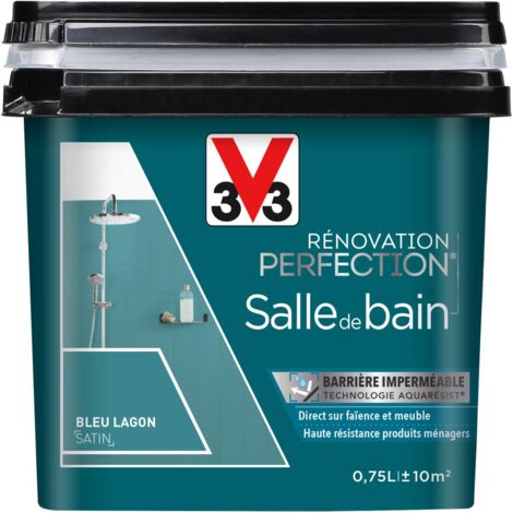 Peinture salle de bain Rénovation perfection® V33 Bleu lagon satin 0,75L