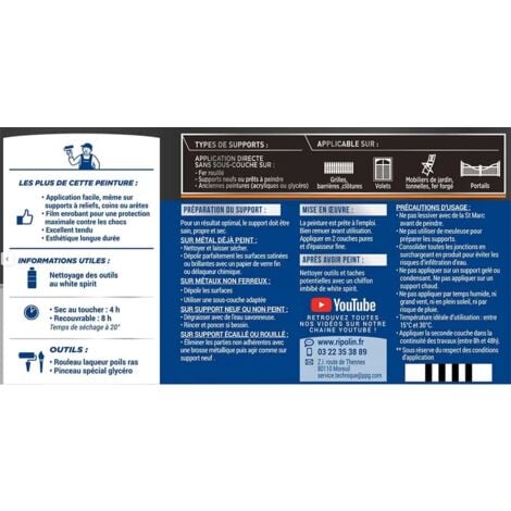 Peinture fer glycéro Ripolin XPRO3 Fer Gris Metallisé 0,5 L