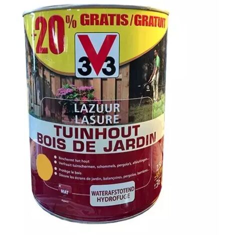 V33 – Lasure extérieure microporeuse pour bois de jardin – Brun clair 3 L – Résistance aux intempéries – Anti-goutte pour application facile