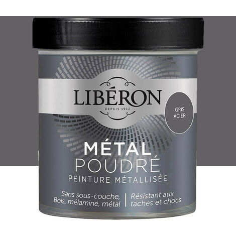 Peinture métallisée gris acier 0,5 L – Effet métal mat ultra contemporain – Résistante aux taches et chocs – Lessivable – Liberon (1/3)