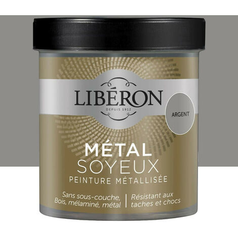 Peinture métallisée 0,5 L – Finition soyeuse argent – Résistante aux taches et chocs – Pour meubles en bois – Liberon