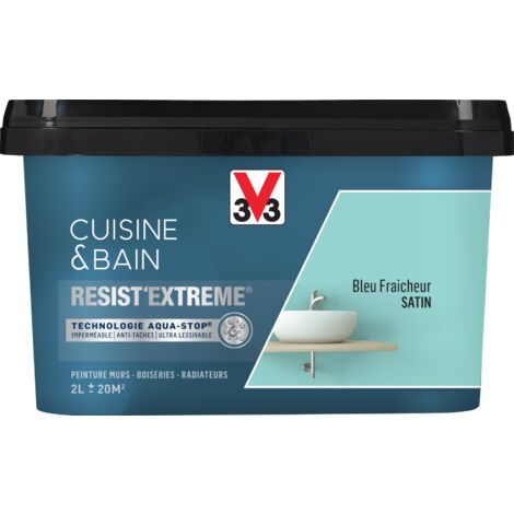 Peinture multi-supports monocouche Cuisine & Bain Resist'Extrême® V33 Bleu fraîcheur satin 2L