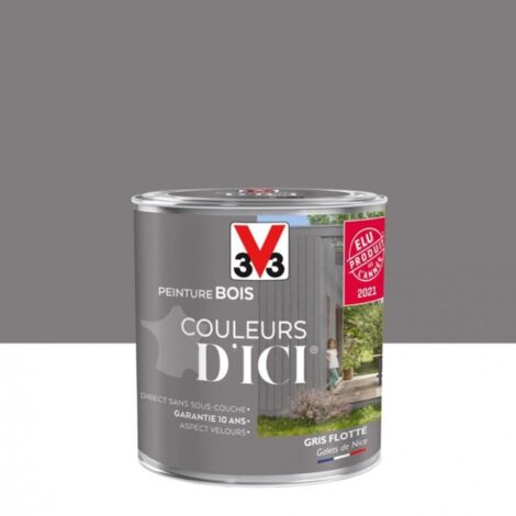V33 – Peinture bois extérieur gris flotté 0,5 L – Finition velours durable – Convient pour tous types de bois – Application sur boiseries et menuiseries