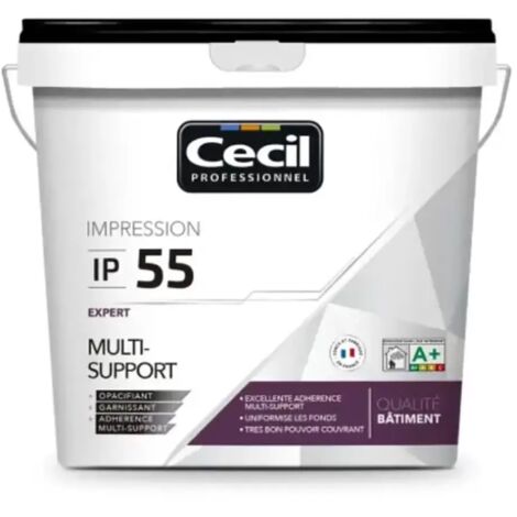 Peinture anti humidité blanche 5 L – Impression universelle professionnelle – Pour surfaces avant finition – Résultat optimal – Cecil (1/2)
