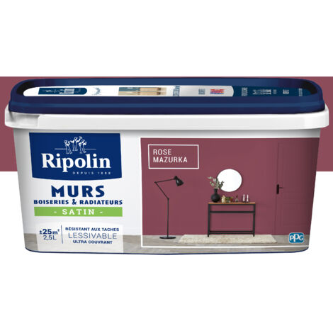 Peinture Murs, Boiseries, Radiateurs RIPOLIN Satin Rose mazurka 2,5 L
