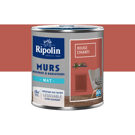 Ripolin – Peinture murale couleur mat rouge chianti 0,5 L – Très couvrante pour murs, boiseries et radiateurs – Aspect uniforme (1/5)