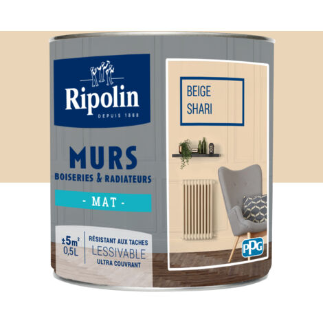 Peinture Murs, Boiseries, Radiateurs RIPOLIN Mat Beige Shari 0,5 L