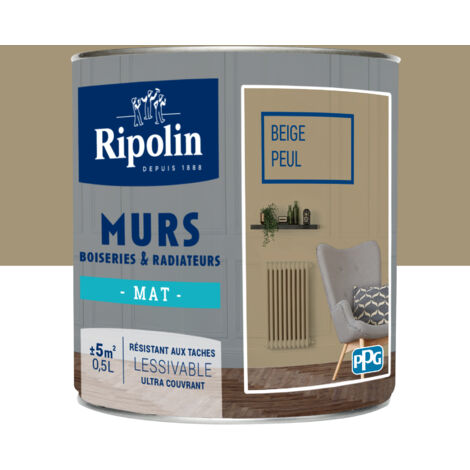 Peinture Murs, Boiseries, Radiateurs RIPOLIN Beige Peul Mat 0,5 L (1/5)