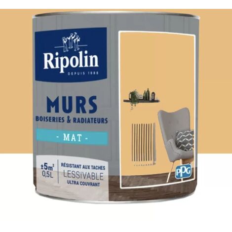 Peinture Murs, Boiseries, Radiateurs RIPOLIN Mat Ocre Guadeloupe 0,5 L
