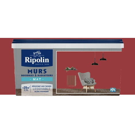 Peinture Murs, Boiseries, Radiateurs RIPOLIN Mat Rouge Saint-Émilion 2,5 L