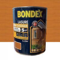 Bondex – Lasure extérieure fongicide 5 ans satinée pour bois d'orégon 1 L – Résistance accrue aux intempéries – Application facile