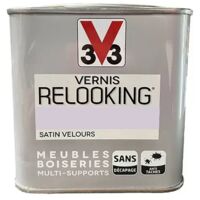 V33 – Vernis relooking guimauve satin velours 0,5 L – Finition velours pour meubles et boiseries – Application facile et rapide