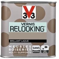 V33 – Vernis relooking taupe brillant laque 1 L – Finition brillante pour meubles et boiseries – Application facile sur toutes surfaces