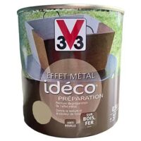V33 – Peinture effet métal pour bois d'intérieur – Préparation or vieilli 0,5 L – Texture et couleur de fond pour finition décorative