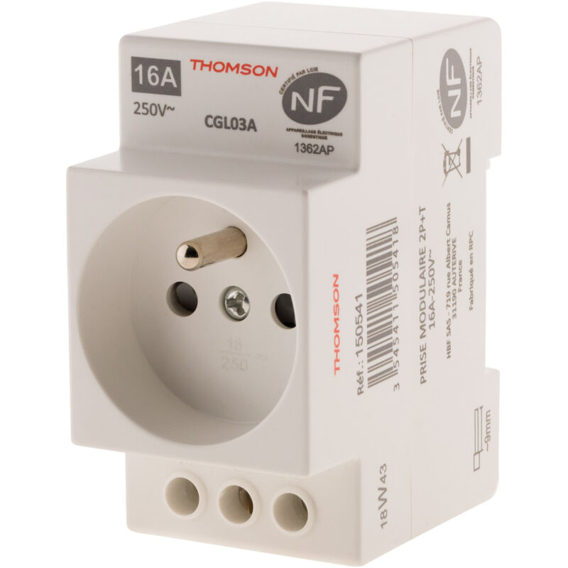 Presa Modulare Doppia Thomson NF 16A 2P+T Per Quadro Elettrico - Autoclip, 3500W, 2 Anni Di Garanzia - 5