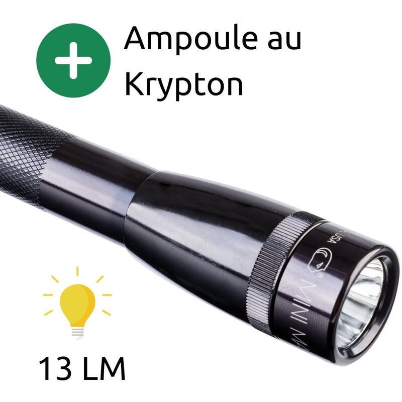 Lampe Mini Maglite LED 3 watts Noire + 3 AA LR06