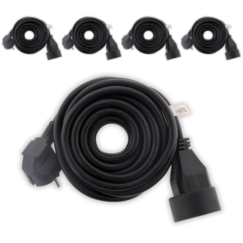 Lot de 5 prolongateurs 16A HO5VV-F 3G1,5mm² - Noir 5m - Zenitech