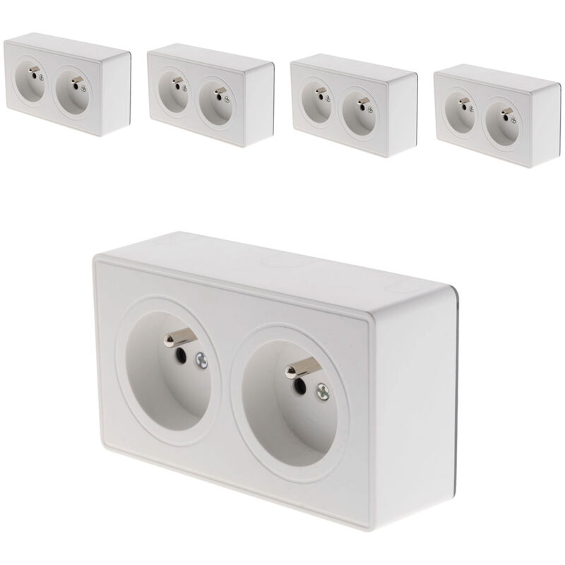 Prise double saillie 2P+T 16A - Vulco - Zenitech