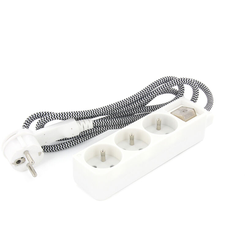 Mini Multiprise Mini multiprise 3x16A fiche plate - Blanc/Noir - Chacon