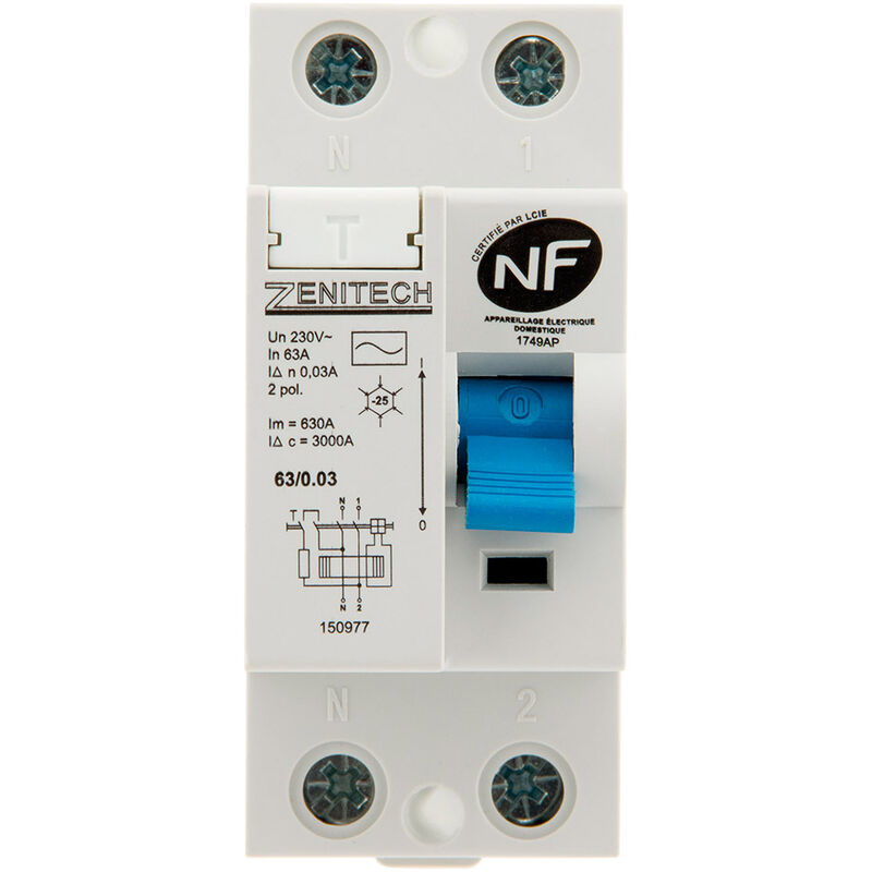 Interrupteur différentiel 40/2 30mA Type A NF - Zenitech
