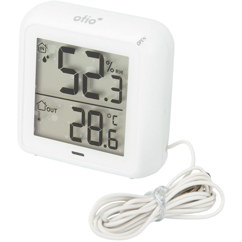 Thermomètre –hygromètre à sonde de température filaire blanc