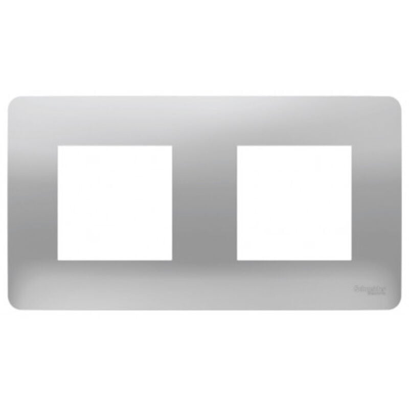 Plaque de finition 2 postes - Aluminium - Unica - Schneider