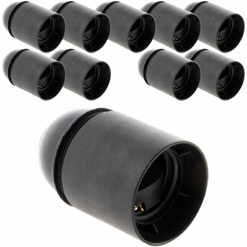 Lot de 10 douilles lisses sans bague - E27 - noir - Zenitech
