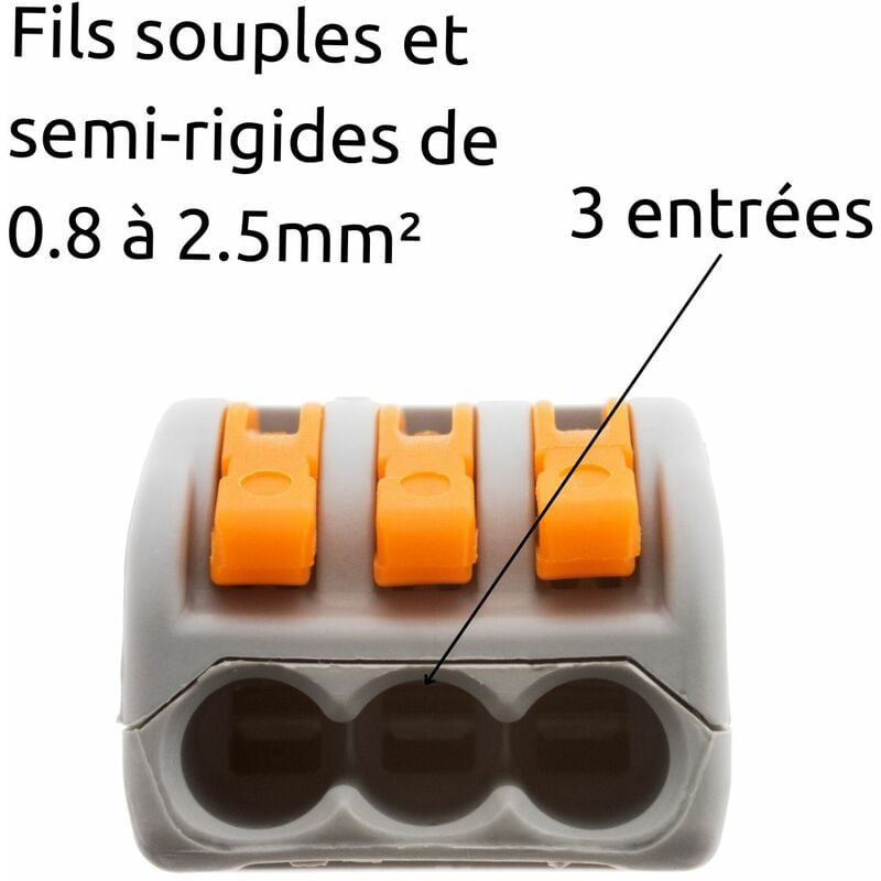 50 bornes connexion électrique S222 fils souples/rigides - WAGO