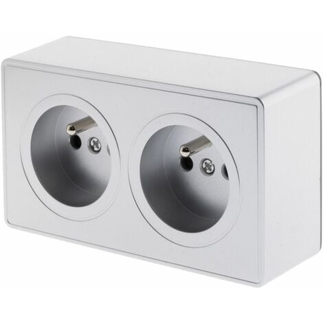 Prise double 16A en saillie Silver - Vulco - Zenitech
