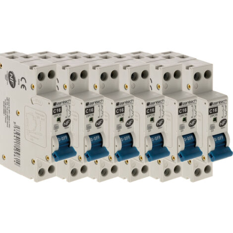 Lot de 6 disjoncteurs 16A PH/N - NF - Zenitech