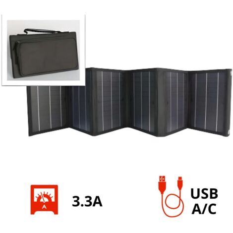 Panneau solaire portatif SolarTec 120 - 120w 18V 6.6A - 4 pans  monocristallins - Port USB A-C - Câble DC - Protec