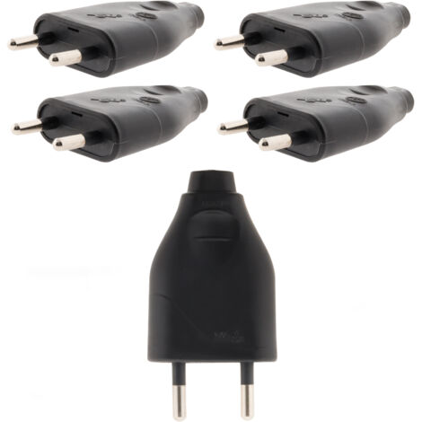 Zenitech – Lot de 5 fiches mâles 2P 6A – Sortie droite – 3680W sous 230V – Compatibilité H03VVH2-F 2x0,75mm² / HO5VV-F 2x1mm²