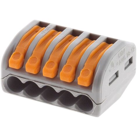 Wago – Borne rapide automatique à cliquet – 5 entrées – Conducteurs 0.8 à 4 mm² – Câblage latéral sans vis – Connexion sécurisée