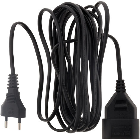 Zenitech – Prolongateur H03VVH2F 2x0,75mm² Noir – Longueur 3 mètres – Intensité 6A – Norme CE pour usage professionnel - Ho3vvh2-f