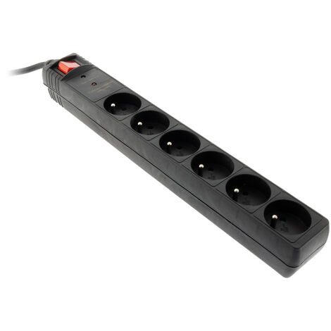 Zenitech – Bloc parafoudre 6 prises 16A – Interrupteur intégré – Longueur 1,4m – Puissance max 3680W sous 230V – Sécurité enfant intégrée - 6x16A
