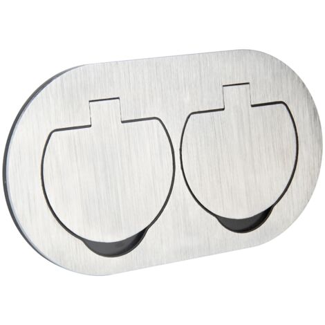 Prise de sol étanche 16A 2P+T IP55 – Métal brossé – Couvercle renforcé avec clapet – Connexion par bornes automatiques – Protec (1/4)
