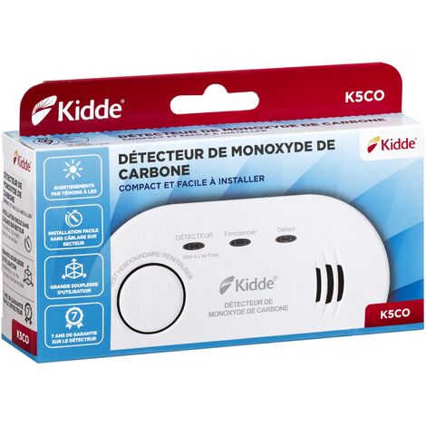 Détecteur De Monoxyde De Carbone Kidde 7COC - Alarme Sécurité Maison, Protection Contre Le CO, Installation Facile