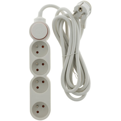 Bloc Home 4 prises 16A 2P+T avec interrupteur et fiche extraplate